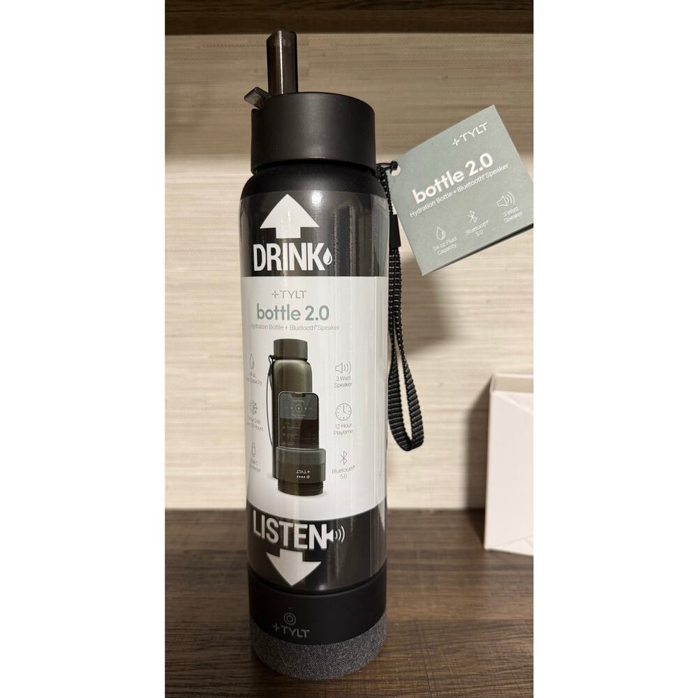 TYLT 24 oz. Hydration Stainless Steel Bottle & Bluetooth Speaker 2.0